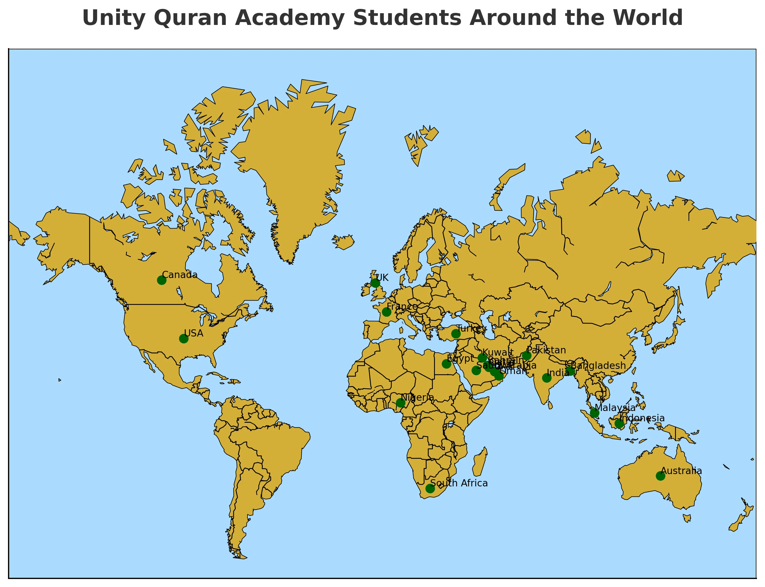 World map showing our international student locations